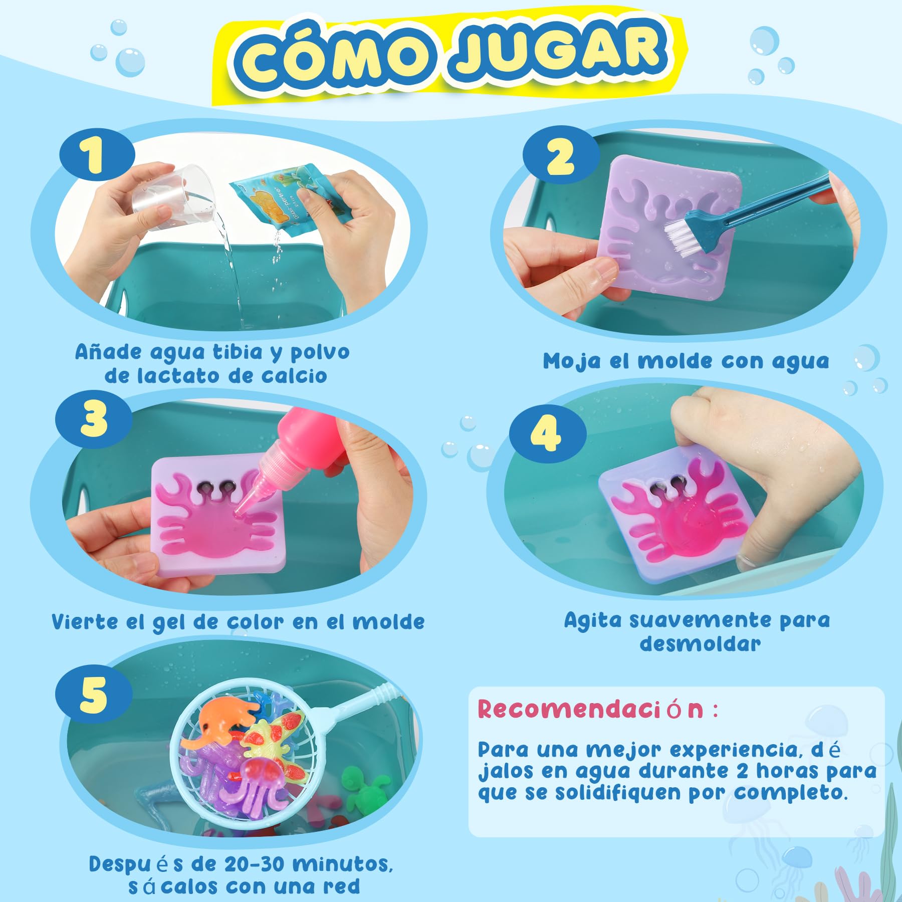 URMYWO Aqua Gelz, 3D Magic Water Elf Kit con 20 Geles y 24 Moldes para Manualidades Niños Creativas, Juguetes DIY, Juegos Educativos y Regalo Original para Niños y Niñas a Partir de 3 Años