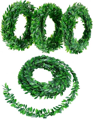 LJY Guirnalda de hiedra artificial de 32.8 yardas, follaje de hojas verdes, vid falsa para bodas, fiestas, ceremonias, diademas de bricolaje