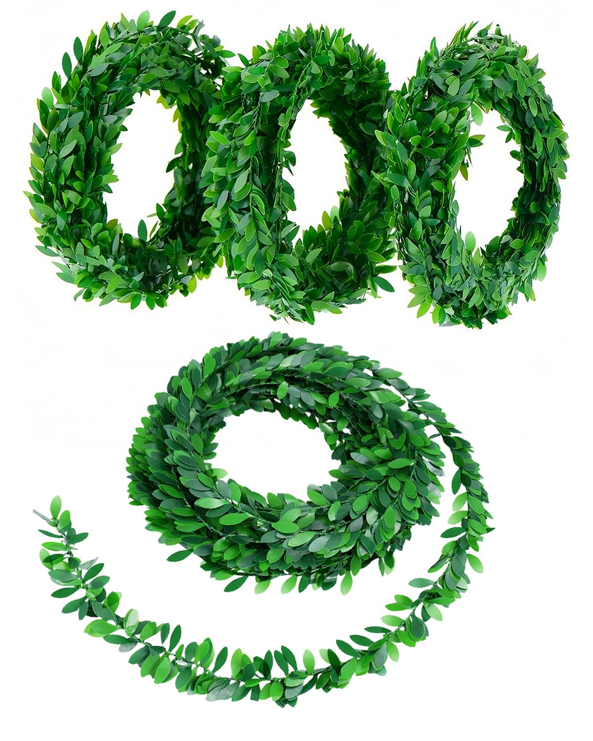 LJY 32.8 Yards Artificial Ivy Garland Foliage Green Leaves Fake Vine for Wedding Party Ceremony DIY Headbands