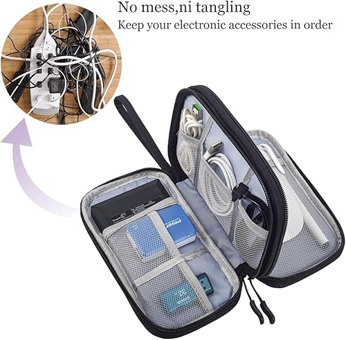 Miniatura 7 de Bolsa Organizadora de Electrónicos para Viaje, Estuche Pequeño Organizador de Cables Impermeable, Bolsa de Accesorios, Estuche Electrónico Portátil