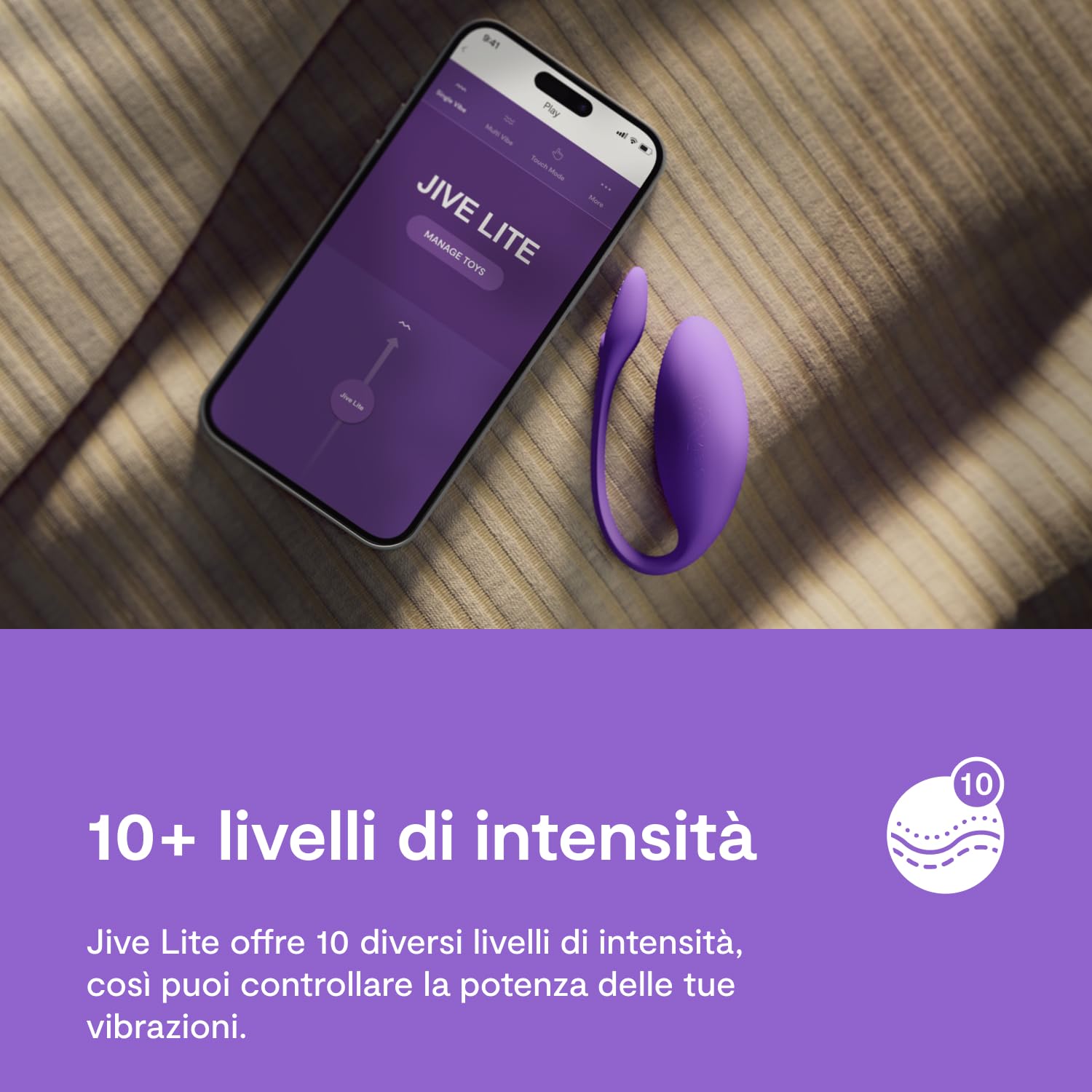 We-Vibe Jive Lite Vibratore per il punto G indossabile - Uovo vibrante - Sex toy vibrante per adulti e coppie - Controllo tramite app - 10 livelli di intensità - Impermeabile - Viola