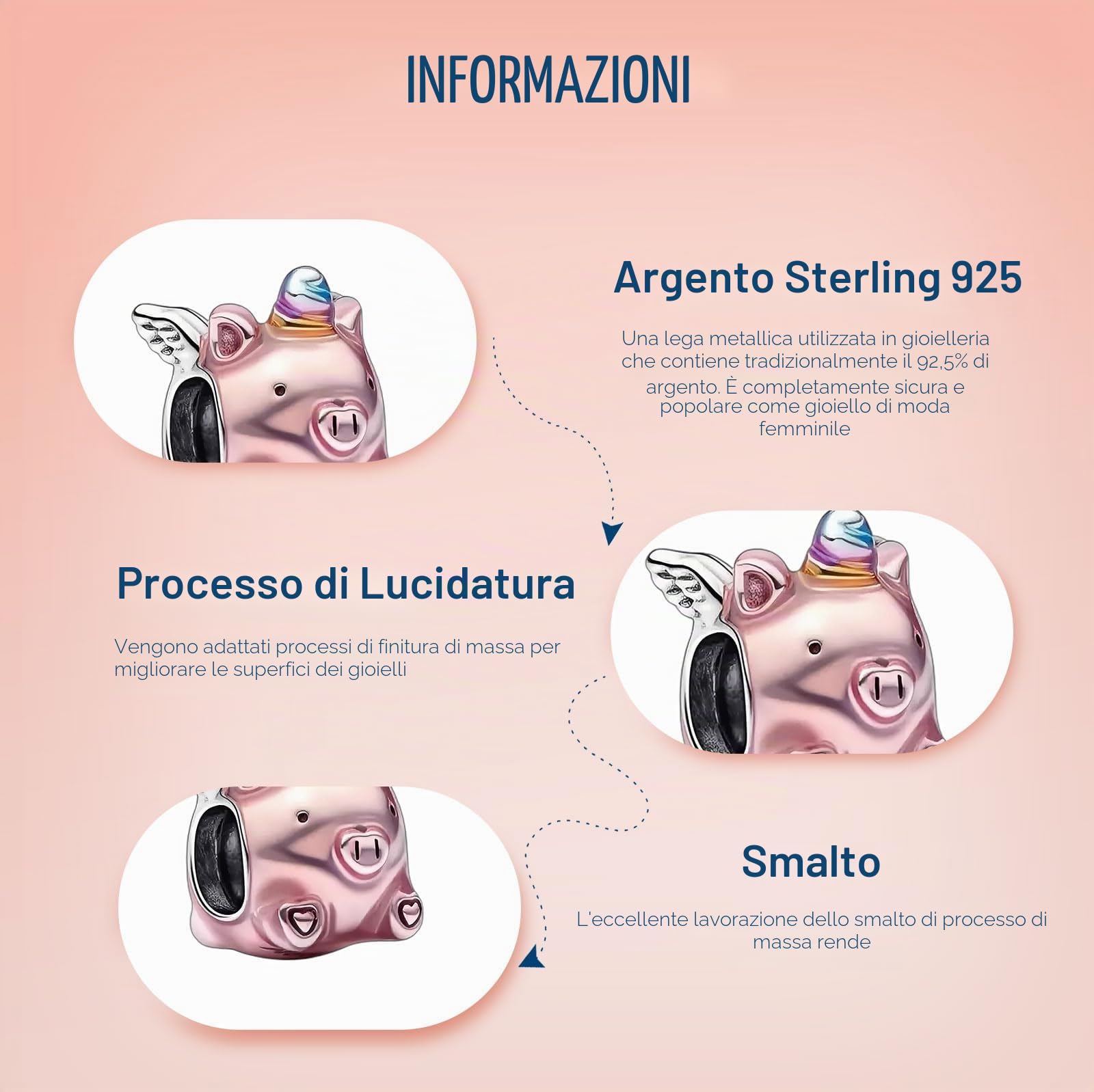Charms in argento 925 Animale amore ciondolo regalo per la famiglia Bracciale da donna compatibile collana Regalo di compleanno per amici