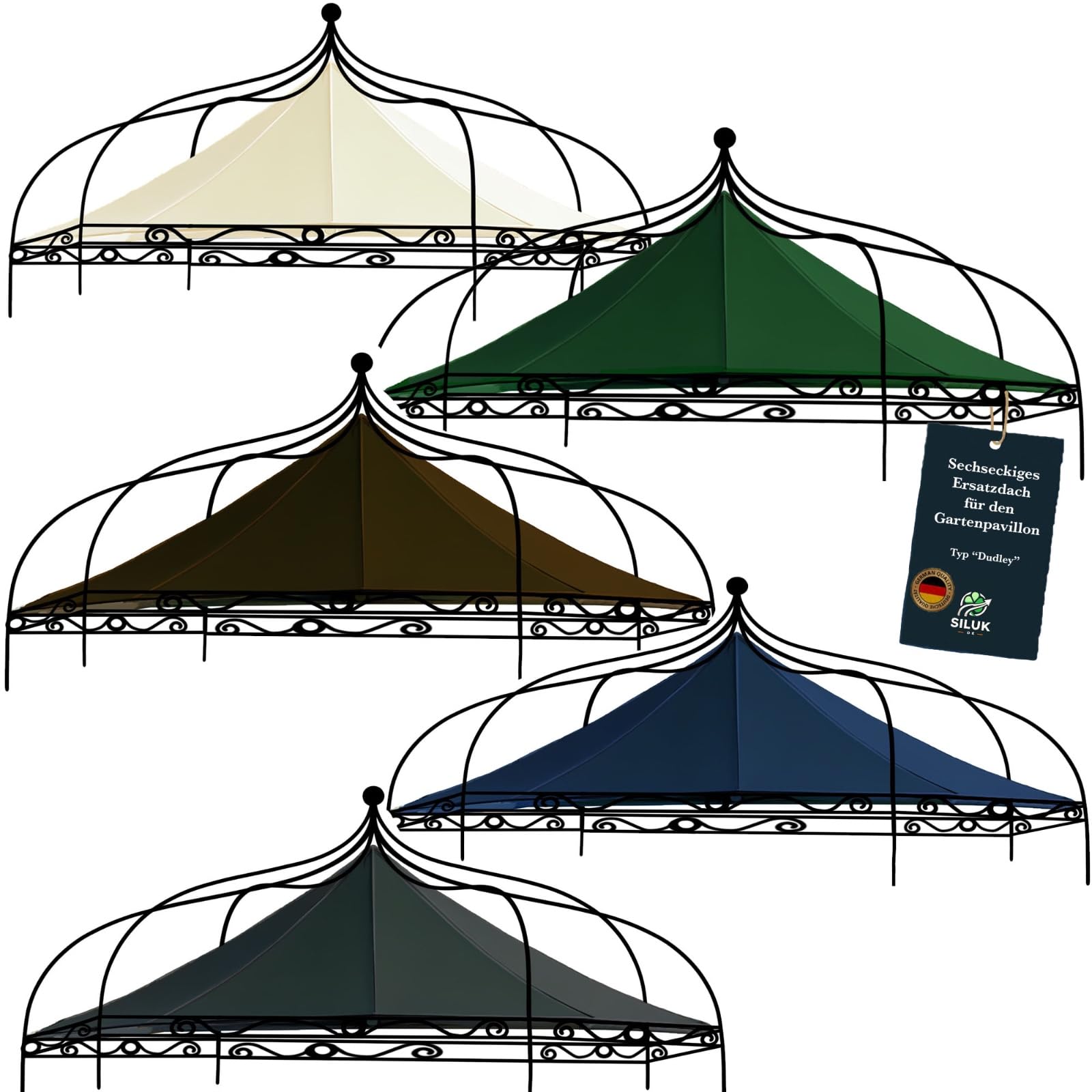 Toit de rechange pour pavillon Modena, à 6 angles, 320 cm, étanche, matériau : panama en PVC, souple, 370 g/m², ultra résistant, modèle 8