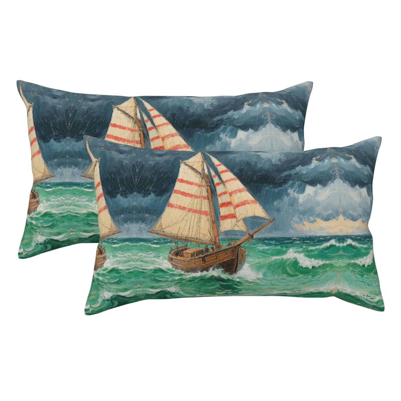 sea Wave Luxury King Pillowcases Set of 2, Plush Velvet Feel Pillow Covers with Hidden Zipper, Skin & Hair Friendly, 20x36 Inches Pillow Cases for Sleeping Gift