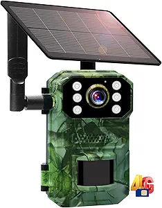 4G LTE Cellular Trail Cameras Include SIM Card,Solar Game Camera Wireless 2.5k Live Feed &0.1s Trigger Time,Night Vision, Motion Detection, 120°Wide Angle, IP66 Waterproof asin的图片