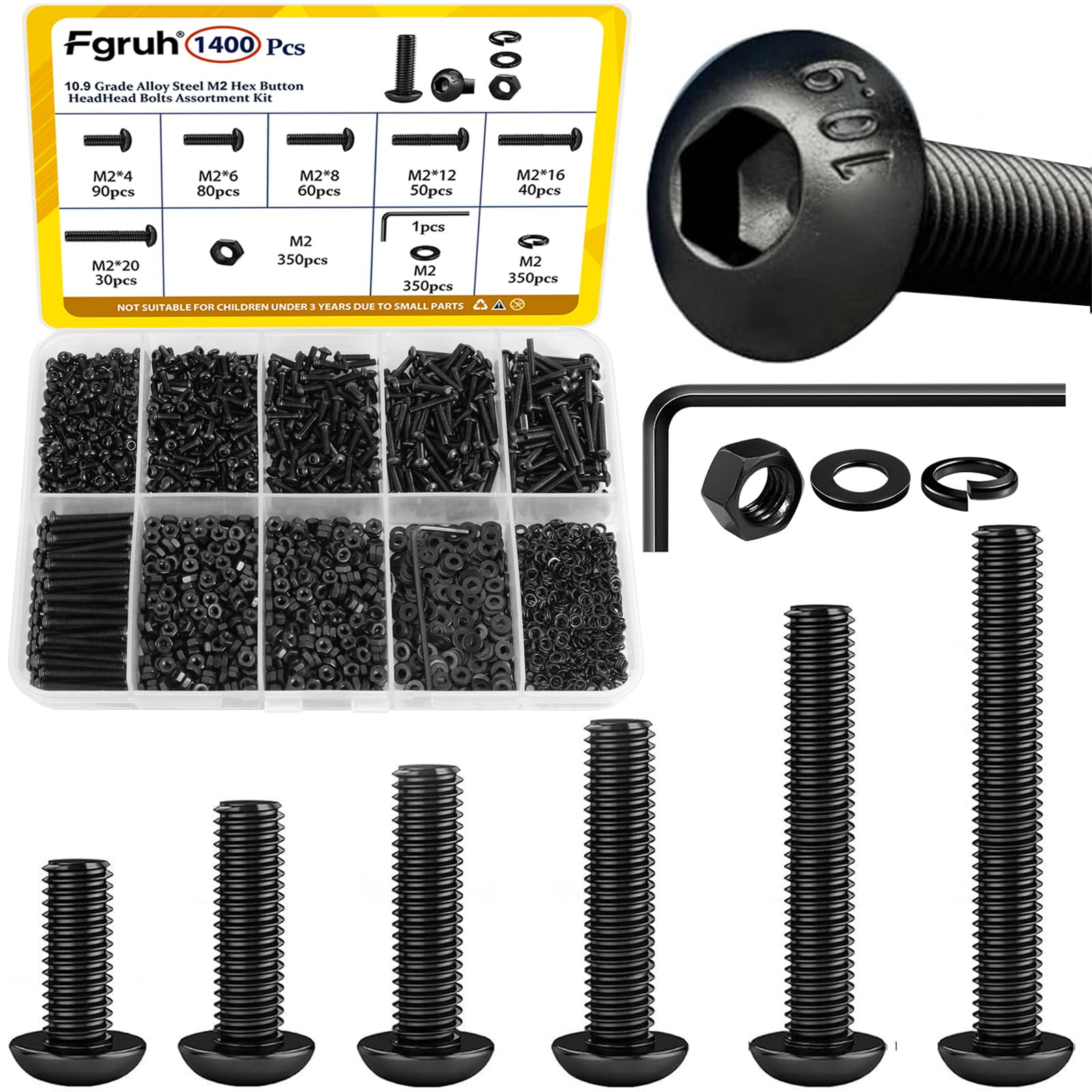 1220PCS M3 M4 M5 M6 Metric Hex Socket Head Screws Assortment Kit — Amazon image 25