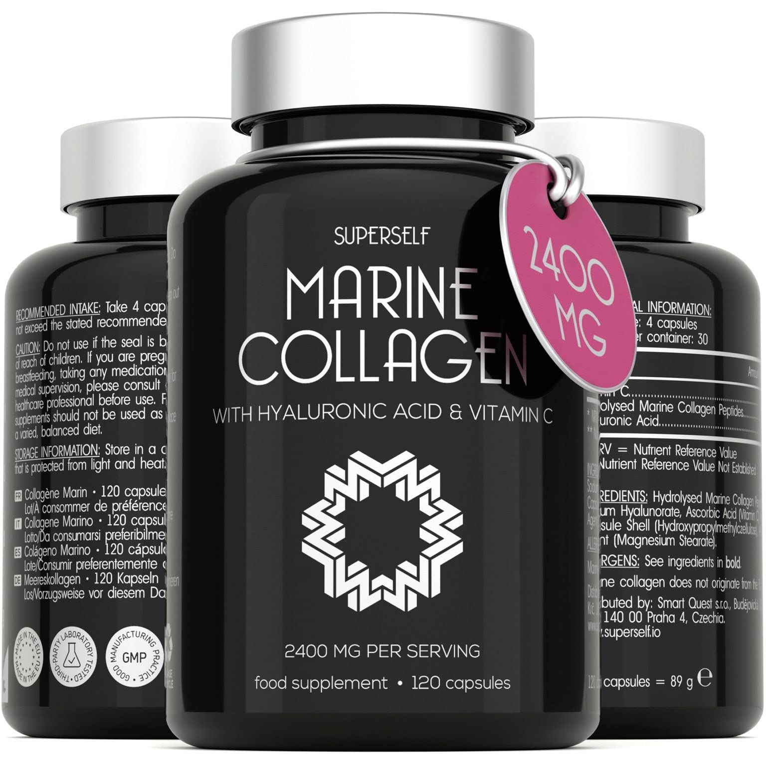 Buy Marine Collagen Supplement 2400mg 120 Capsules with Hyaluronic