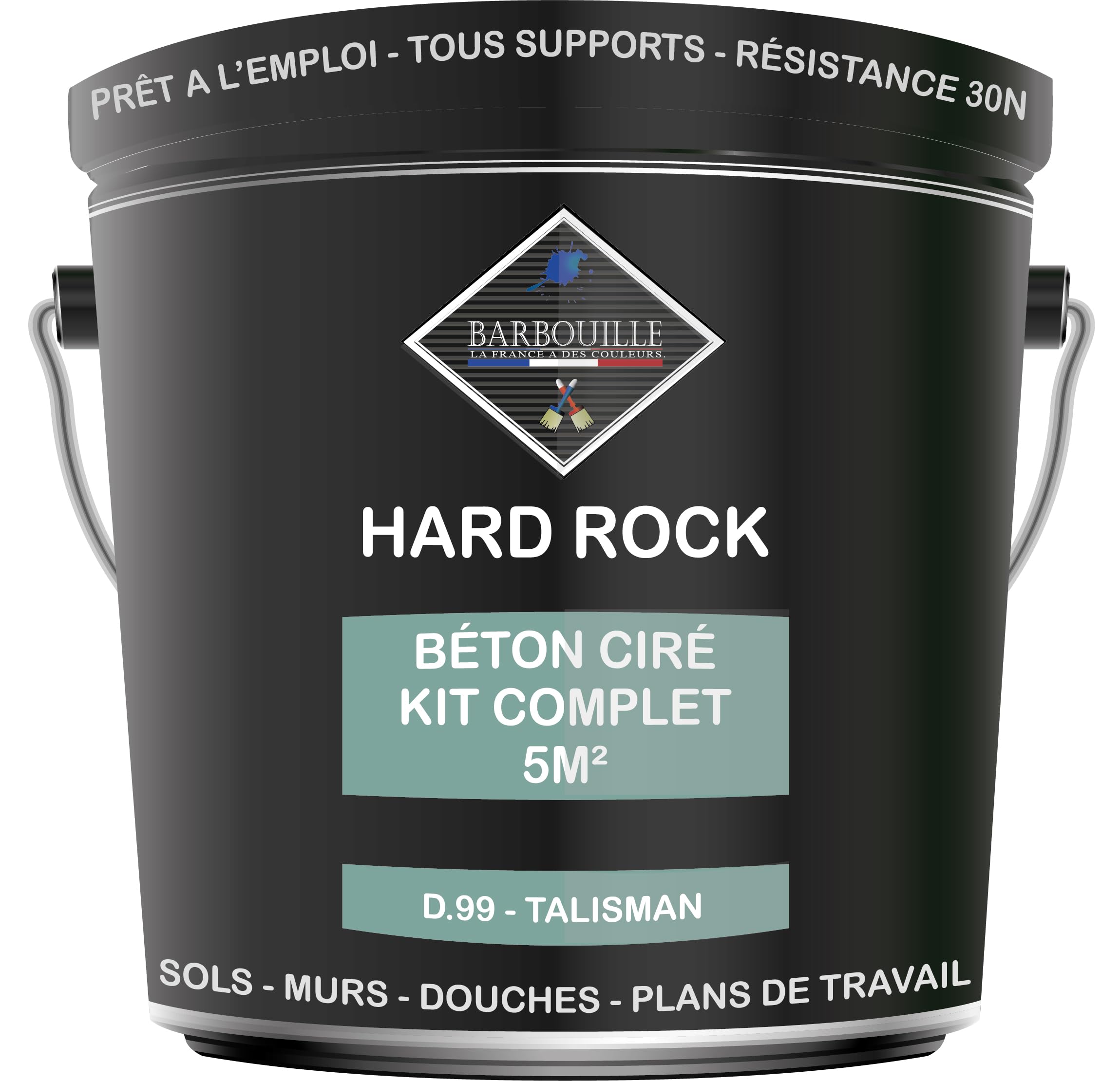 Béton Ciré Kit 5m² finit - HARD ROCK - 2 couches de 5m² - Prêt à l'Emploi - Imperméable - Adhérence sur Tout Support - Intérieur et Extérieur - Instructions incluses - D-99 - TALISMAN - BARBOUILLE