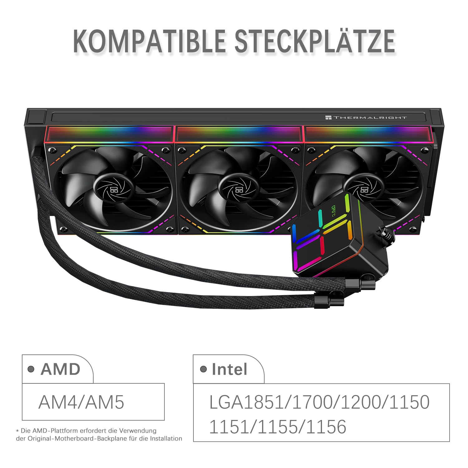 TR-Thermalright Magic Qube 360 ARGB Black, chłodzenie cieczą CPU, 360 mm AIO, ekran cyfrowy ARGB z wentylatorem CPU typu building block, dla AMD AM4/AM5, Intel LGA1851/1700/1150/1151
