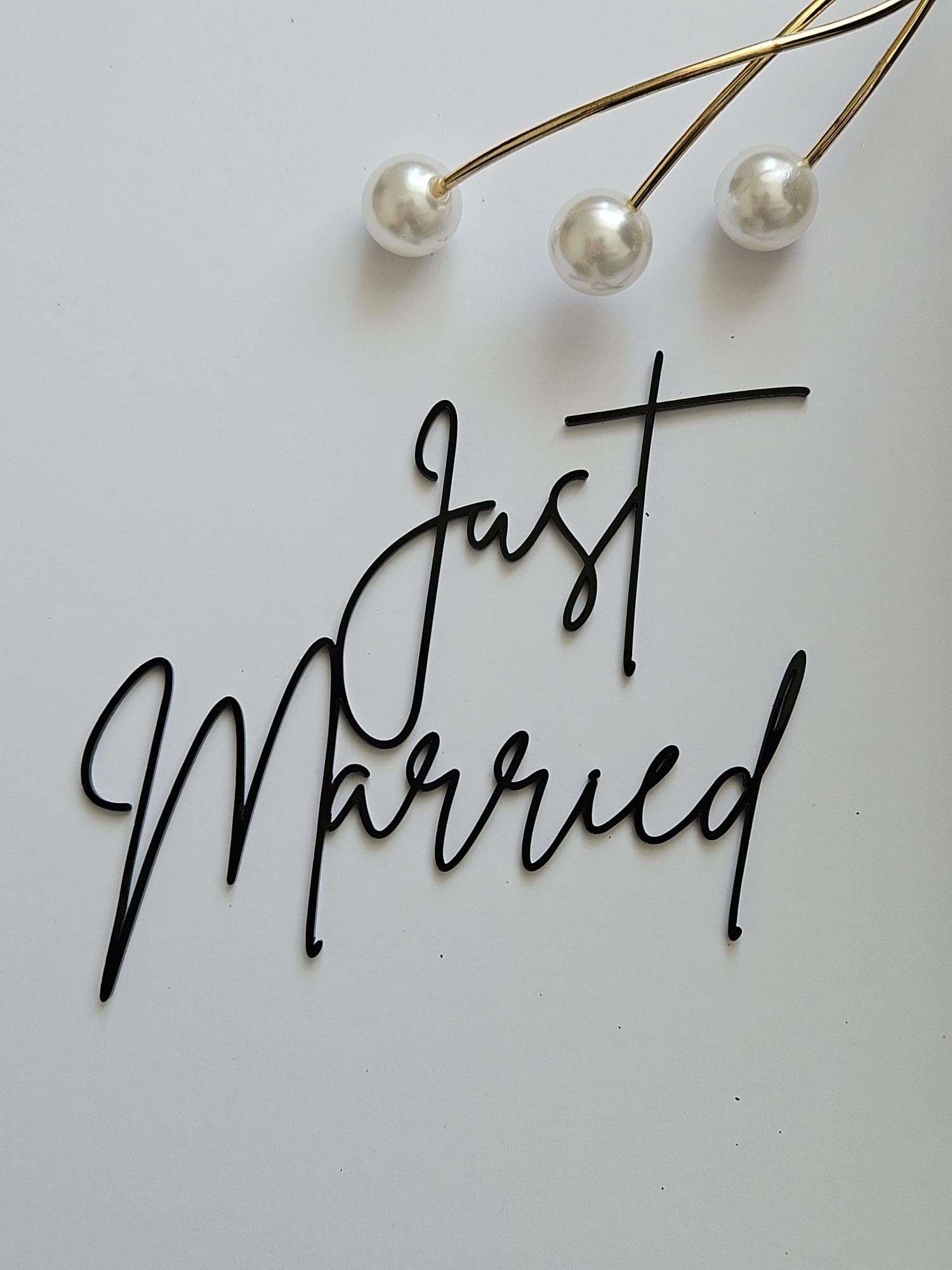 Just Married Acrylic Cake Topper 2mm, Wedding Cake Decoration for Bride & Groom, Reception, Engagement