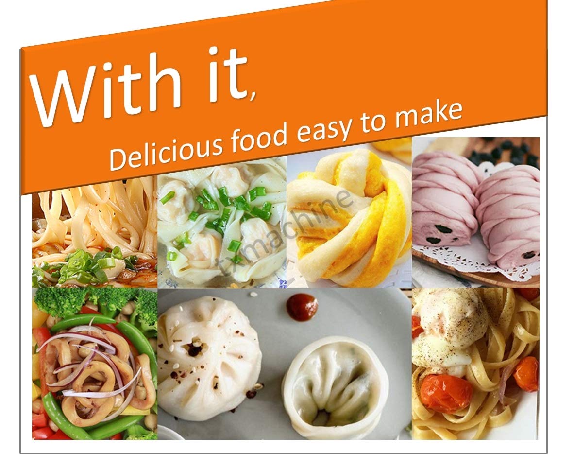 txmachine® Commercial Dough Sheeters stainless steel Dough Presses electric Dough Roller for Noodle dumpling Pizza Bread Pasta (220V/50HZ, 4.4 * 13 inch(11.3 * 33cm) dough size by air)