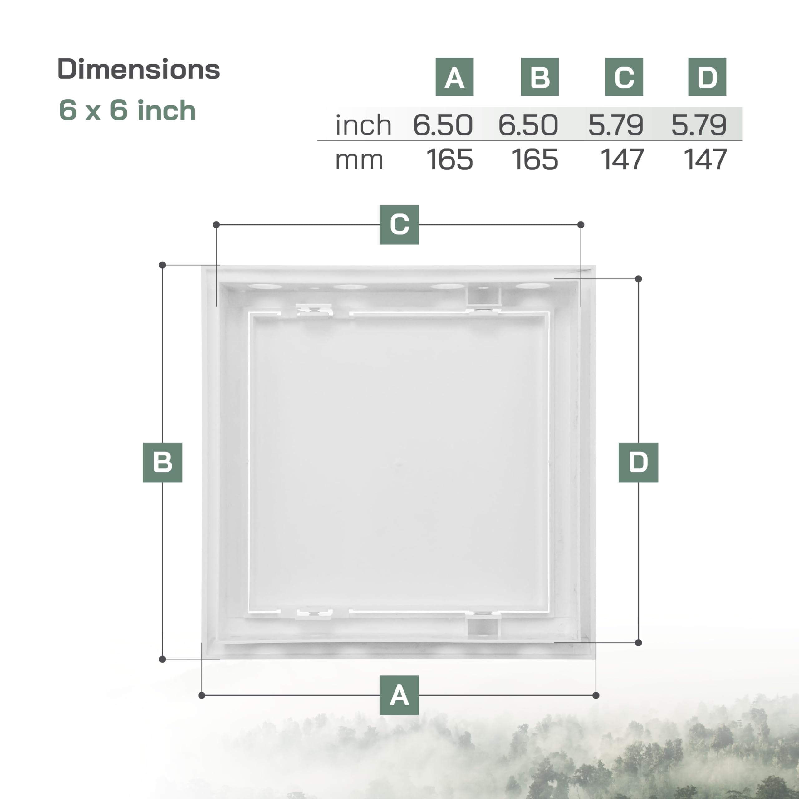 Vent Systems 6" x 6" Inch / 150 x 150 mm White Plastic Plumbing Access Panel - Image 2