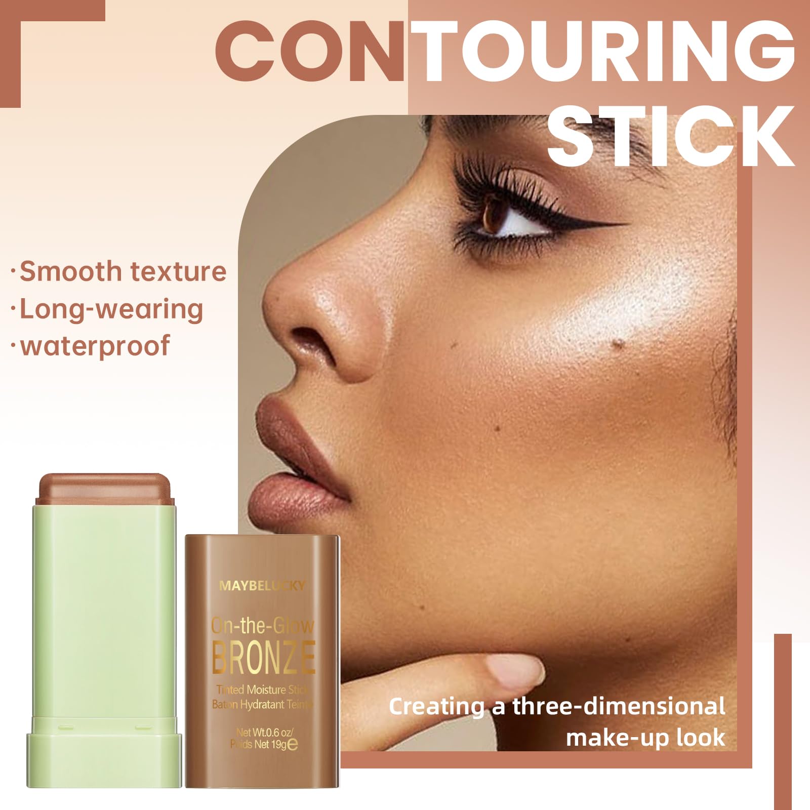 Noerrors Cream Contour Bronzer Stick for Cheeks Tint Multi-Use Highlighter Blush Makeup Stick - Image 2