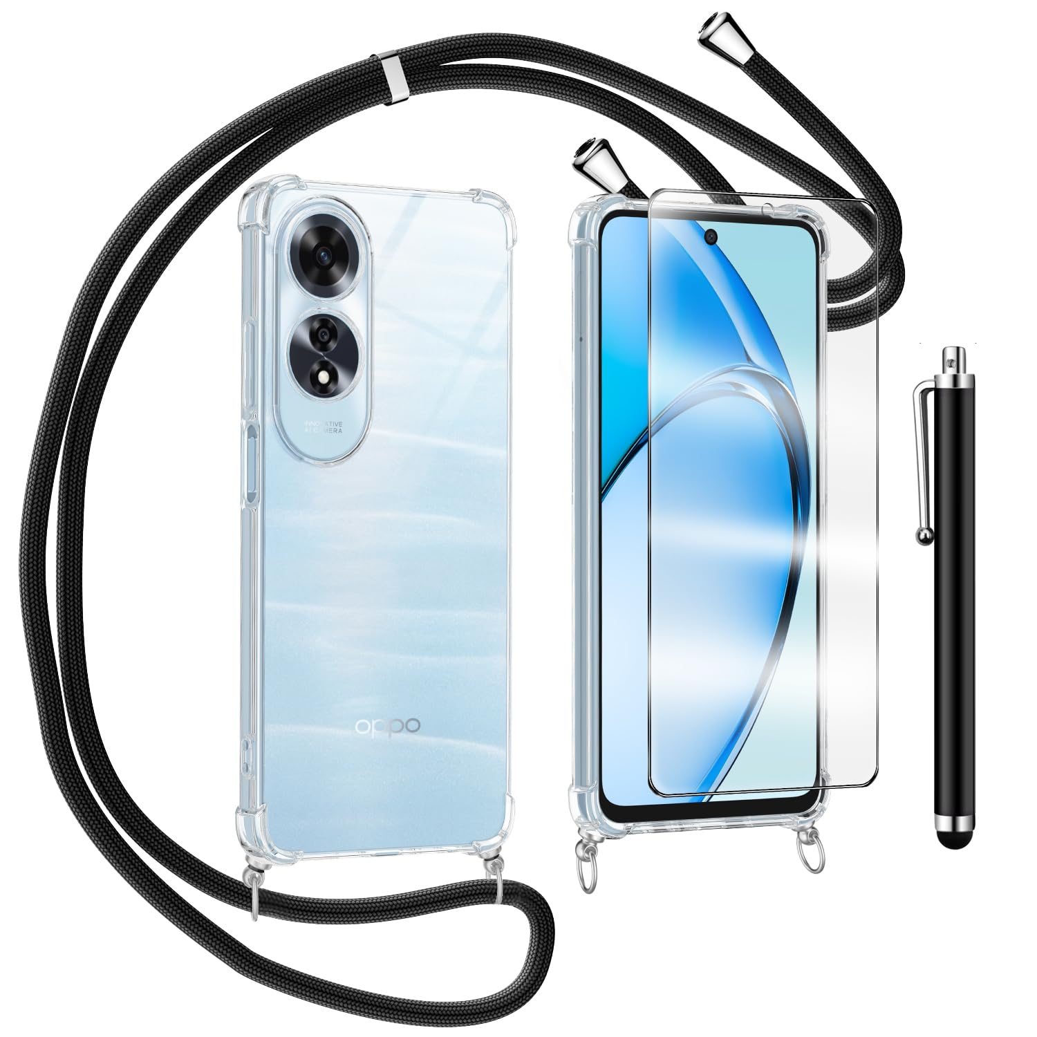 Holilo Cover 2 Pezzi Vetro Temperato Pellicola Per OPPO A40 4G/OPPO A40M 4G/A60 5G, Anti-graffio Antiurto Tocco Morbido Protezione Custodia Protettiva Durezza 9H Pellicola Protettiva - Foto 3