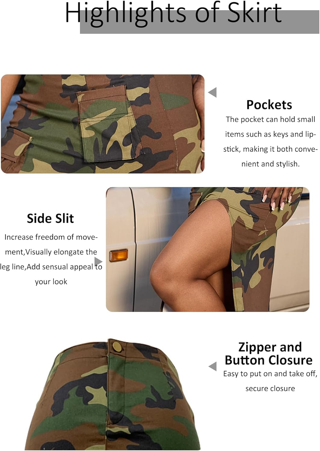 LAJIOJIO Women Cargo Skirt High Waist Sexy Casual Camouflage Print Skirts with Pockets Summer Mini Streetwear Y2k Skirt - Image 4