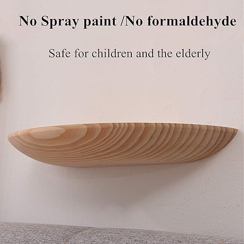 Miniatura 8 de FMXYMC Estantes flotantes montados en la pared, estantes de almacenamiento de pared de madera maciza, estante flotante semicírculo, para dormitorio,