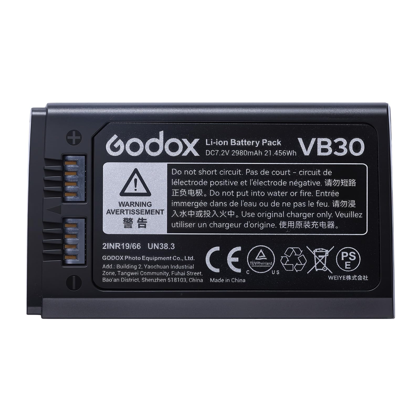 Godox VB30 Batería,Puerto Tipo-C, Reemplazo con para V1ProC V1ProN V1ProS V1C V1N V1S V1F V1O V1P V860III-S V860III-C V860III-N V860III-F V860III-O Cámara Flash Speedlite