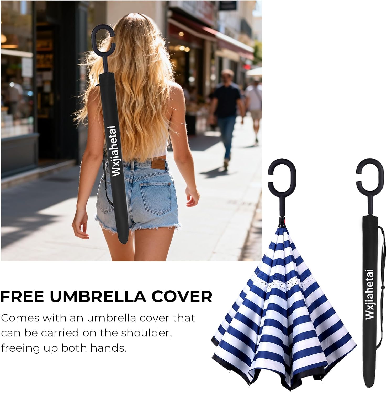 Inverted Umbrella,Windproof Reverse Umbrellas for Rain with Reversible Inside-Out Design Large Upside Down Umbrella for Women & Men with C-shaped Handle