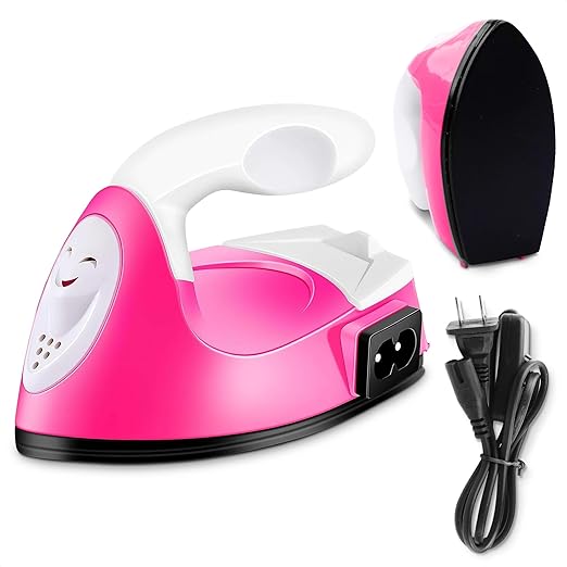 Mini Iron for Crafting 2.3" x 3.9" – Cute Mini Craft Iron for Patches, Sewing, Quilting with Quick Heat-Up Ceramic Plate & 59" Cord – Designed for Ironing Patches, Bling, and Small Craft Projects