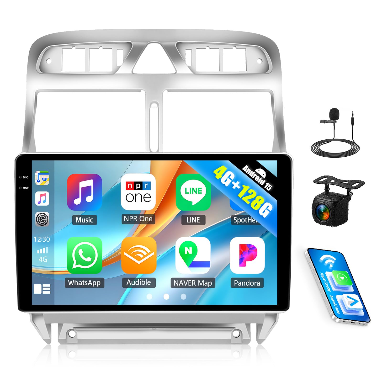 4G+128G GOHHDL Android 15 Radio Coche para Peugeot 307 2002-2013 Carplay