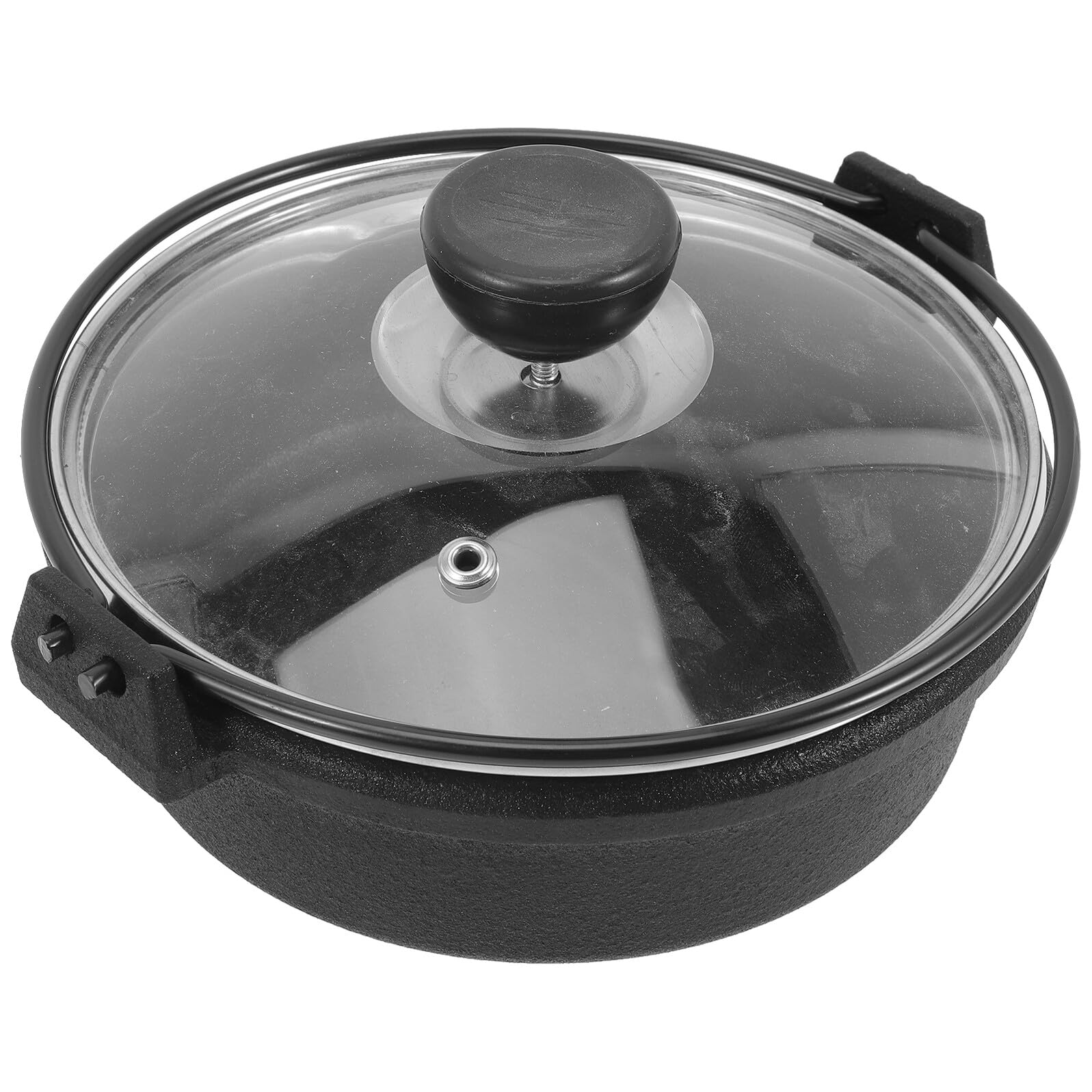 Casserole antiadhésive japonaise marmite sukiyaki fonte couvercle verre