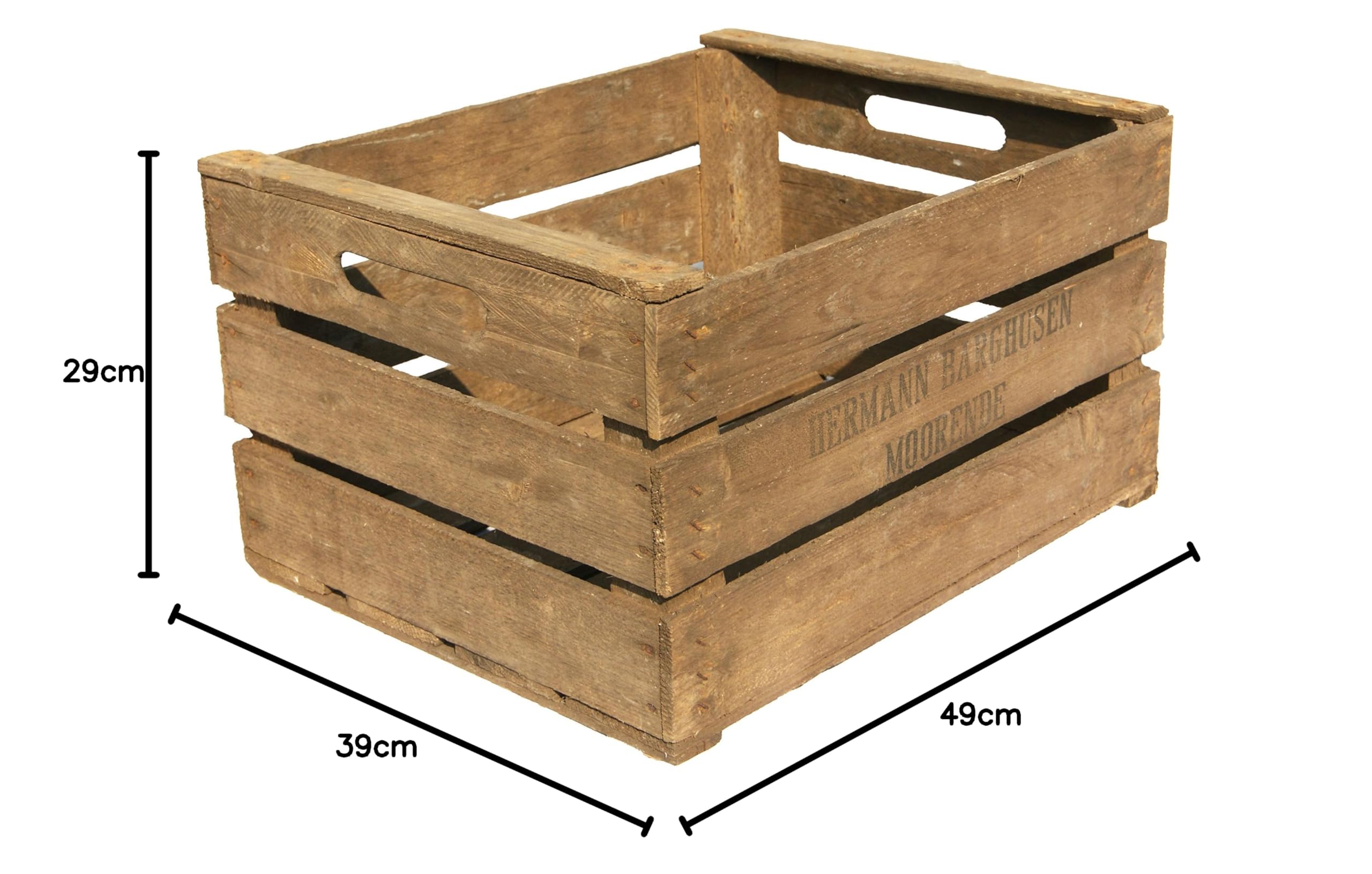 schöne dunkle Obstkiste "BF" Apfelkiste Weinkiste aus dem Alten Land +++ Natur 49 x 39 x 30 cm