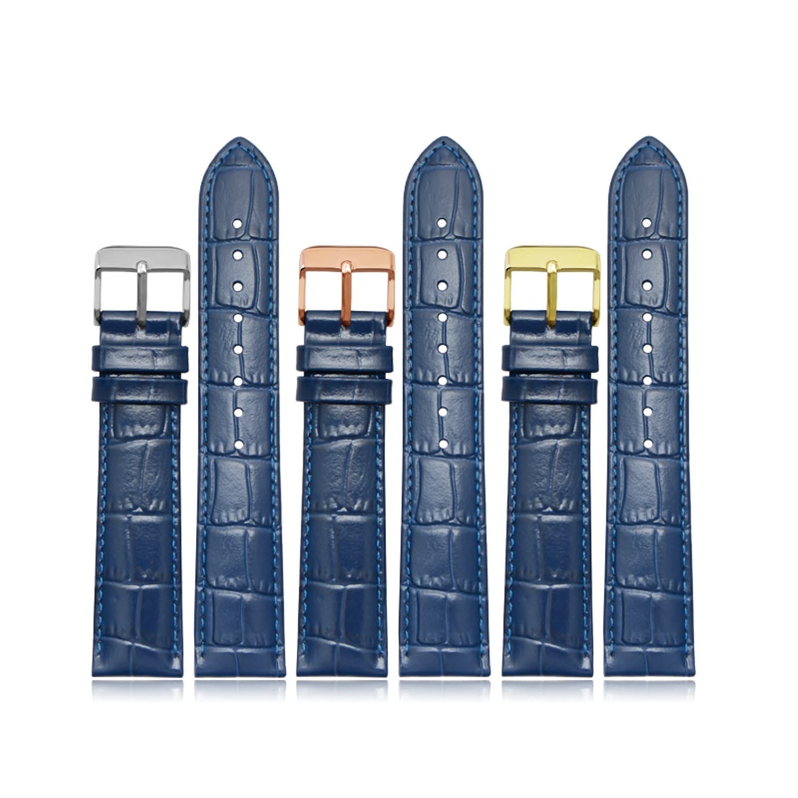 Canda di guardia vera in pelle vera blu scuro per cinturino da braccialetto da 18 mm da 20 mm da 22 mm con chiusura in acciaio inossidabile