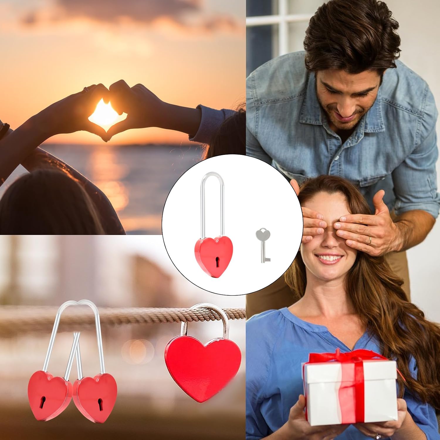 Honbay Cute Heart Shaped Padlock With Key - Alloy Steel Love Lock for Jewelry Box, Suitcase, Cabinet, Notebook - Romantic Gift for Lovers, Birthday, Wedding, Valentine's Day (Red) image 5