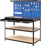 IRONMAX Banc de travail avec tiroirs, 48” Garage Workbench avec Pegboard, Table de travail lourde avec 24 PCS Kits de suspension, Organisateur de poste de travail de banc d'outils pour atelier, Auto Shop
