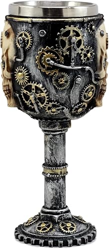Miniatura 5 de Ebros Gift Victorian Sci Fi Silver Junkyard Geared Steampunk Mecánico Clockwork Cara de Vino Copa Copa