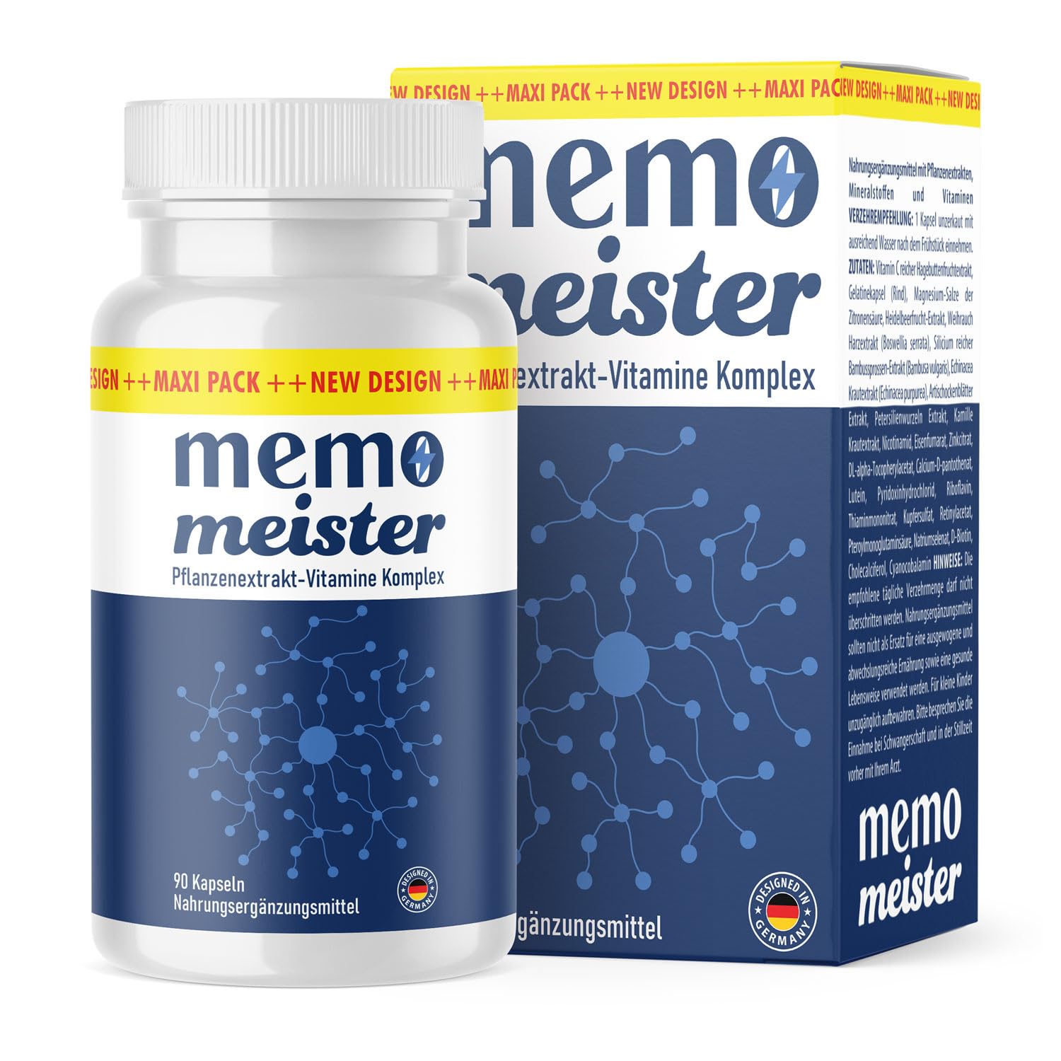 Memo Meister Caps | Ohne Gluten & Laktose | Reich an Vitaminen | Inhalt 90 Kapseln