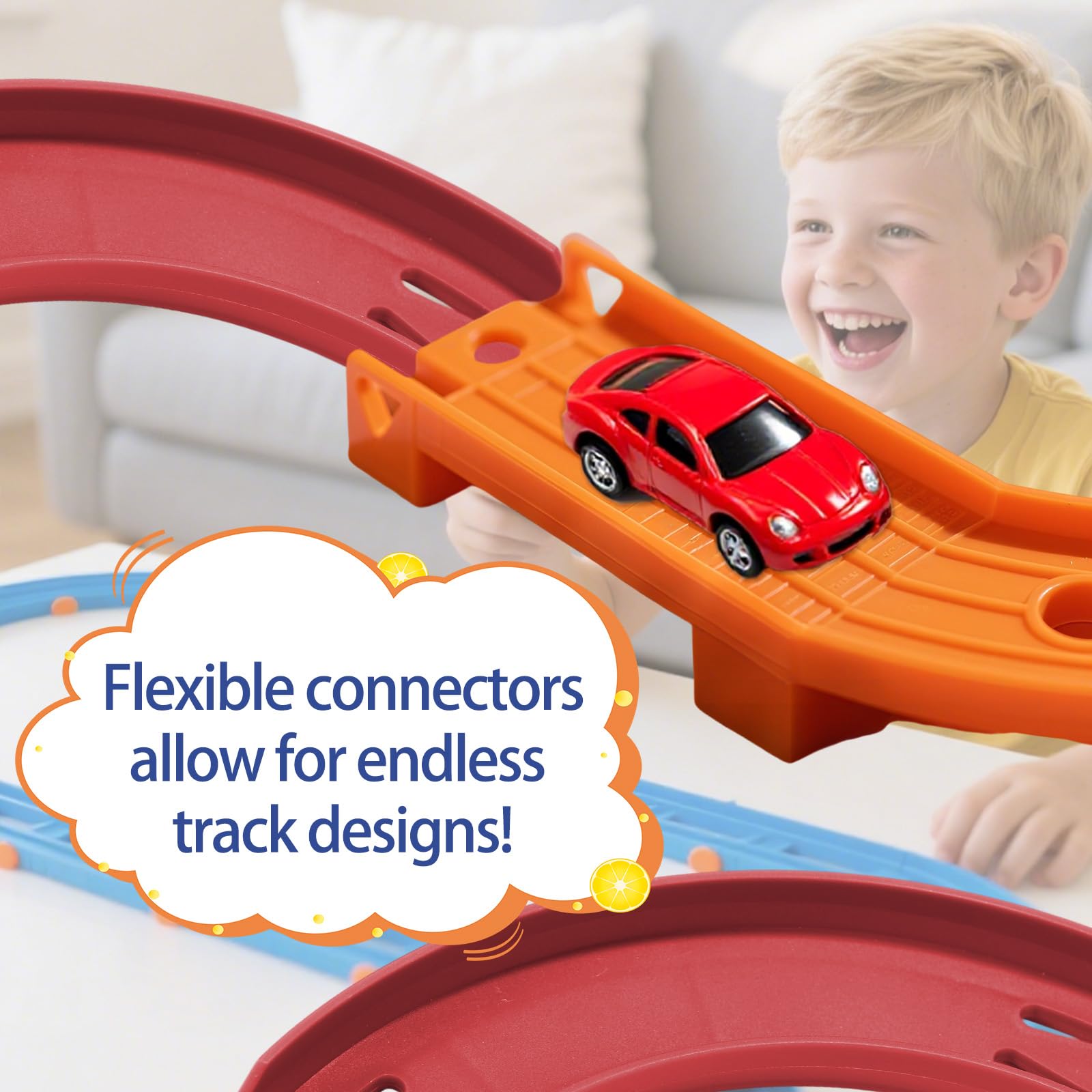 6pcs Piste Virage pour Hot Wheels, Connecteur Rail Incurvés à 90 Degrés en ABS de Qualité Supérieure Composants de Circuit pour Voiture Jouet Compatibles avec Hot Wheels (Rouge)