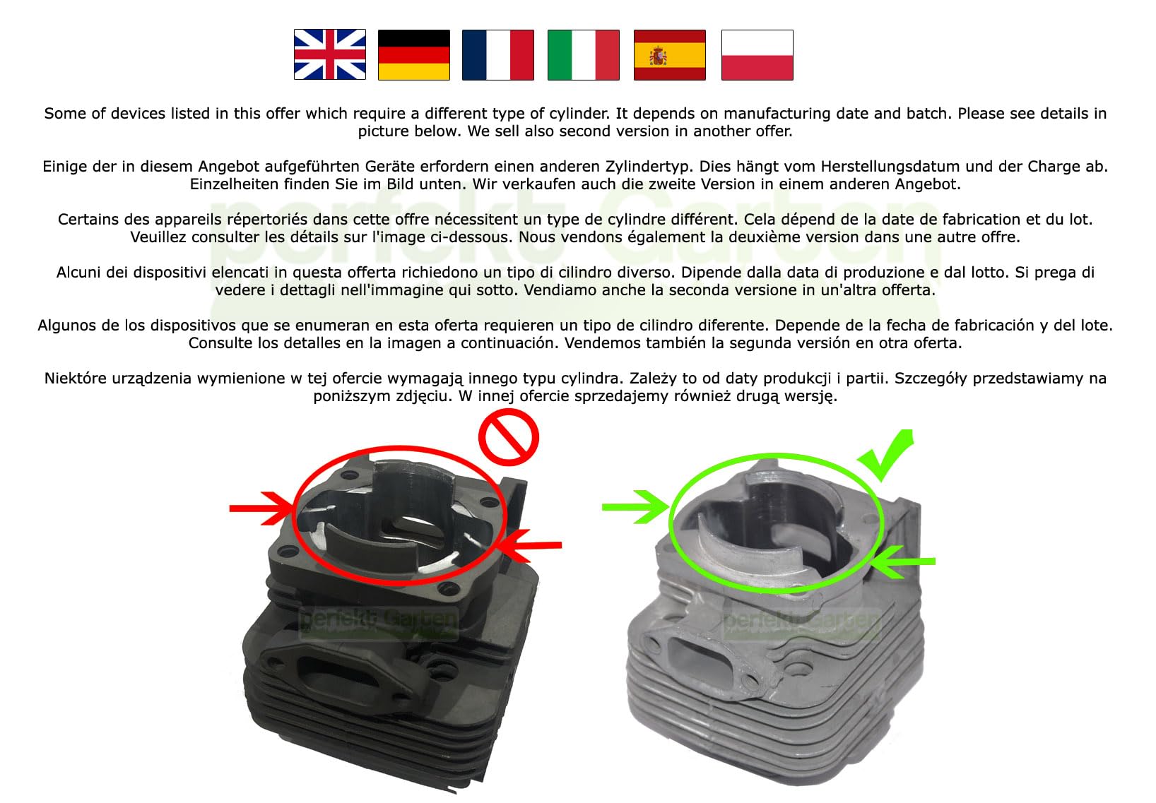 VGEBY Kit pistons pour cylindre de 44 mm résistant à l'usure pour