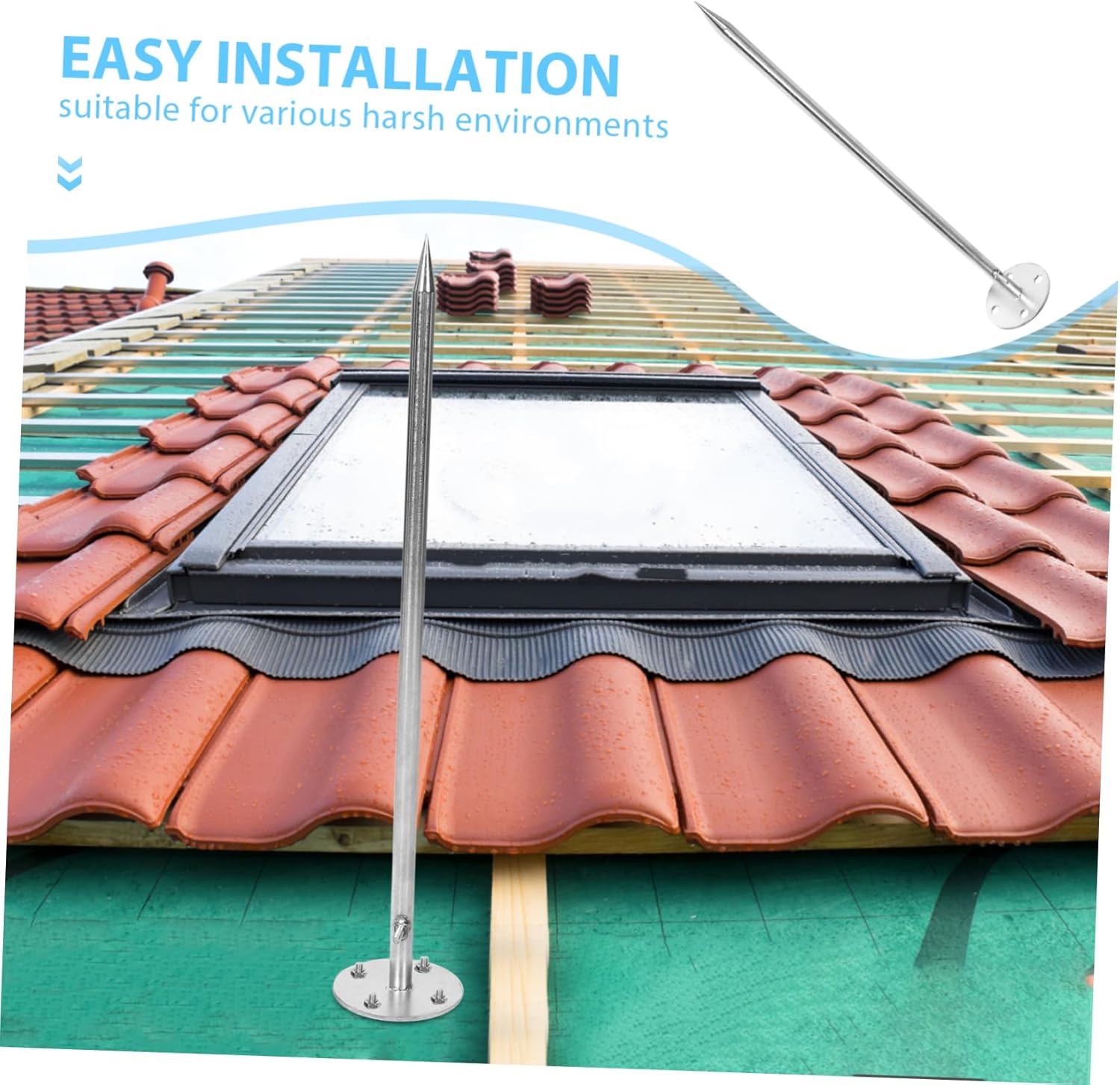 HANABASS Stainless Steel Durable Outdoor Protection for House Roofs Easy Installation for Industrial School and Hospital Use Weather Resistant Electrical Arrestor Rod