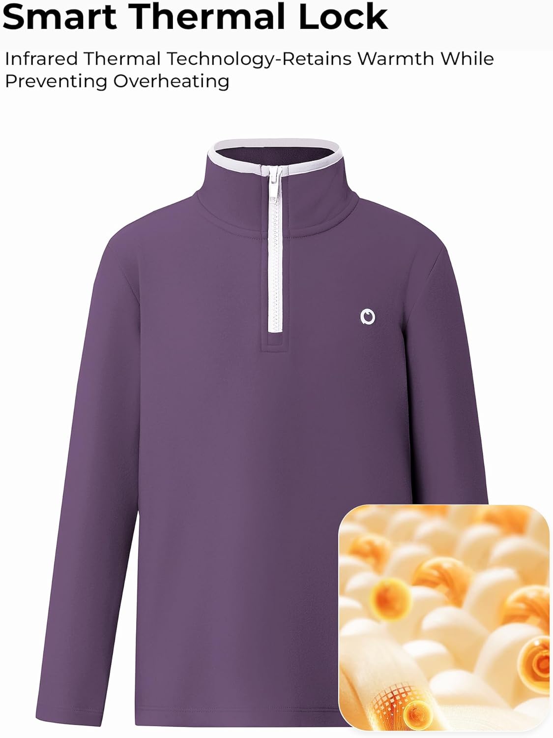 PATPAT Kids Heat-Retaining Sweatshirt, Cloud-Soft Smart-Thermal Quarter-Zip Sweater, Mock Neck Pullover with Thumb-hole Cuffs - Image 3