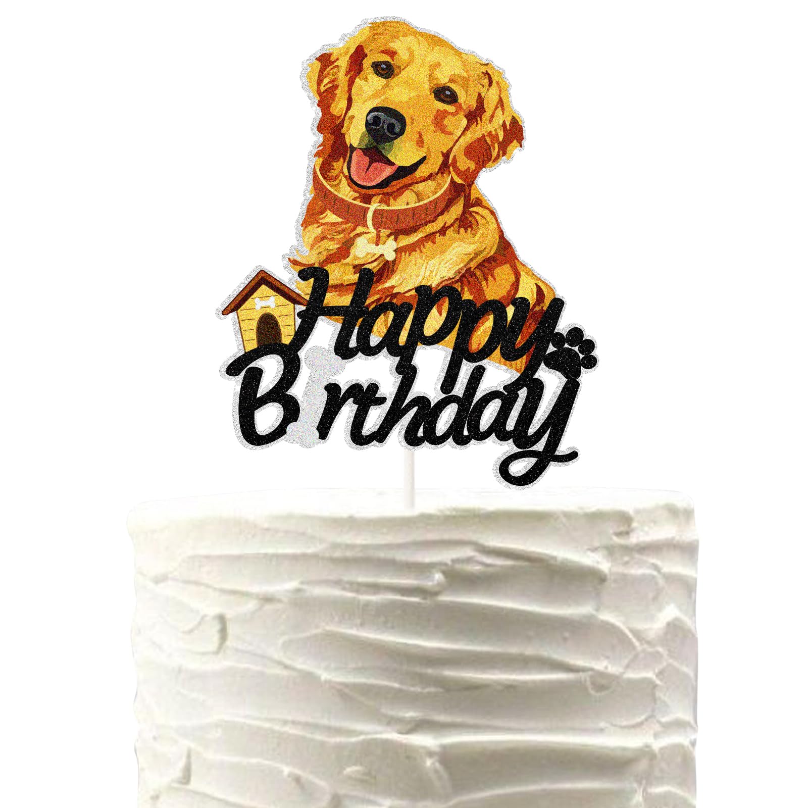 Golden Retriever Happy Birthday Cake Topper,Cute Puppy Pet Themed Bday Party Cake Decor,Puppy Dog Theme Kids Birthday Party Decorations.