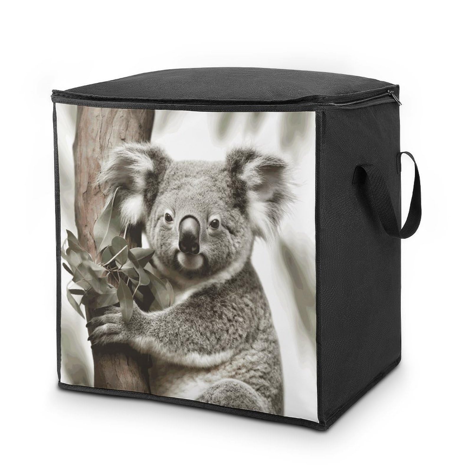Koala Storage Bag Quilt Storage Bag with Sturdy Zippered Fashion Breathable Closet Organizer Storage Boxes with Carry Handles for Blanket Pillow Bedding