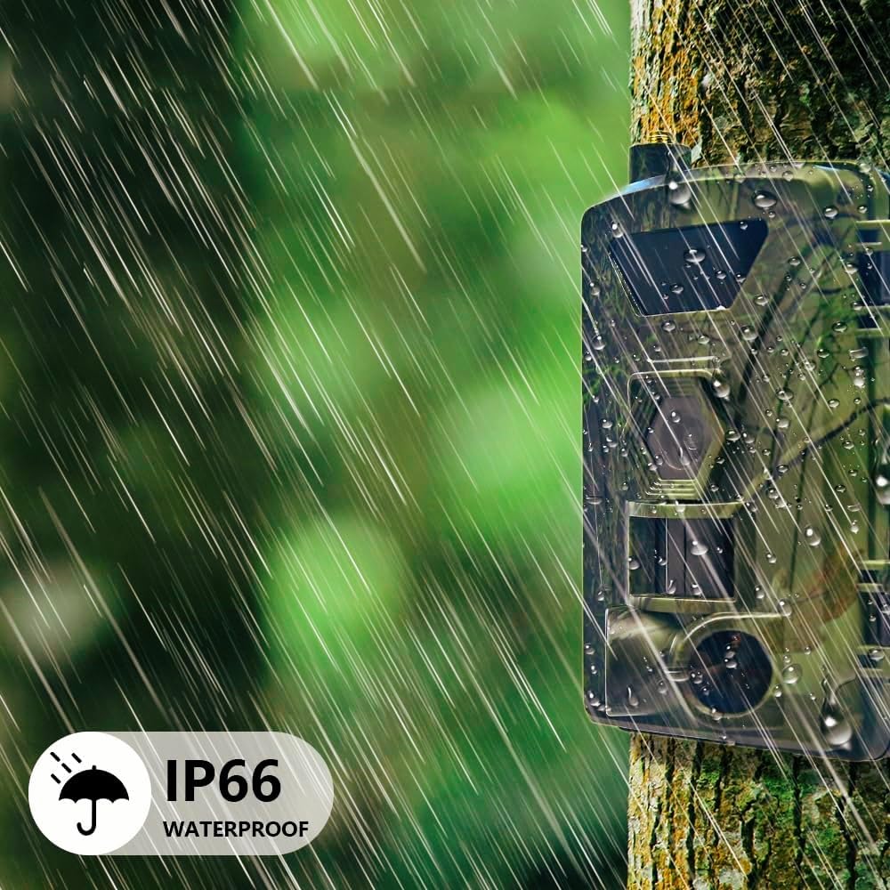 4G Wildkamera mit 60MP & 4K UHD Nachtsicht - Bewegungsmelder 60° Sichtwinkel, SIM-Kartensteckplatz, 32GB Speicherkarte inklusive, Batteriebetrieb für Jagen/Waldüberwachung