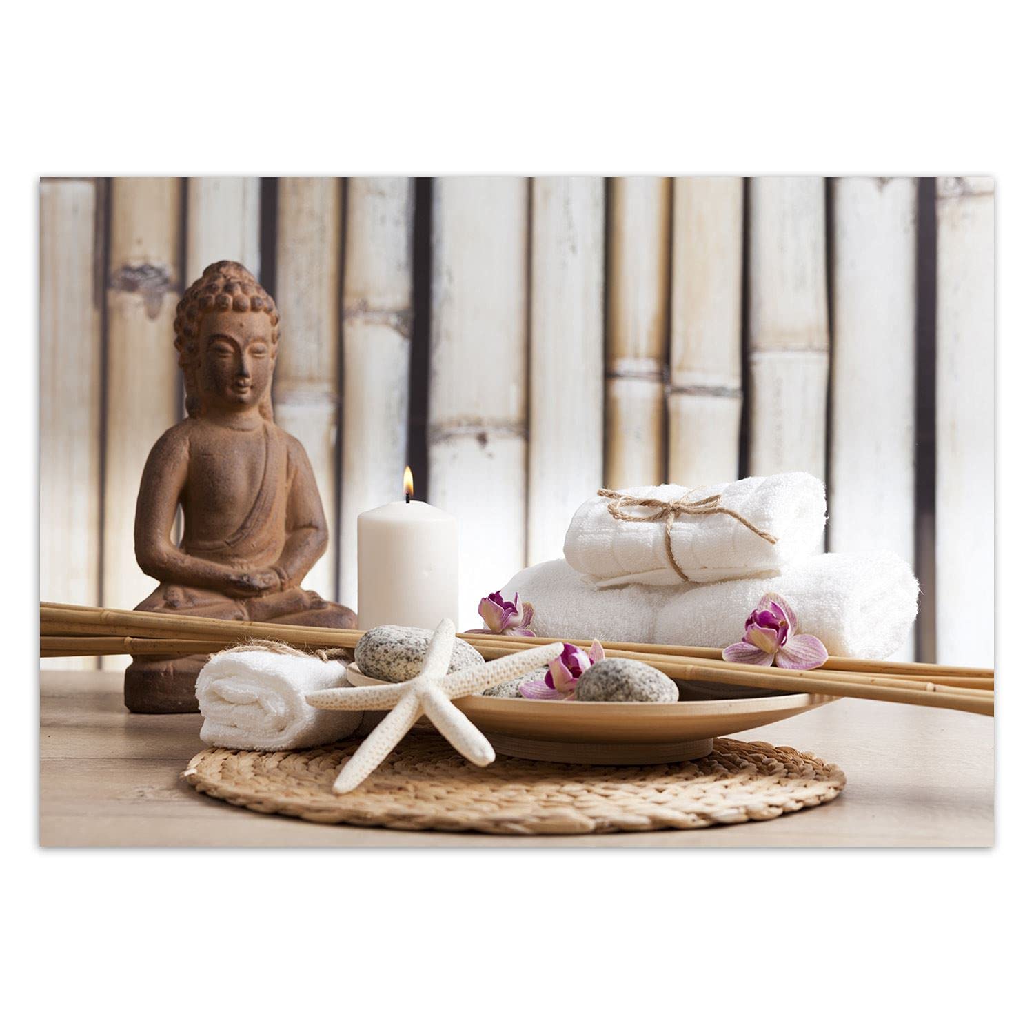 Feeby Carta Da Parati Buddha Zen Spa Oriente 350x245 cm marrone Fotomurale Tessuto Non Tessuto Per Casa Ufficio Camera Da Letto Gabinetto Soggiorno Buddismo Meditazione Candela
