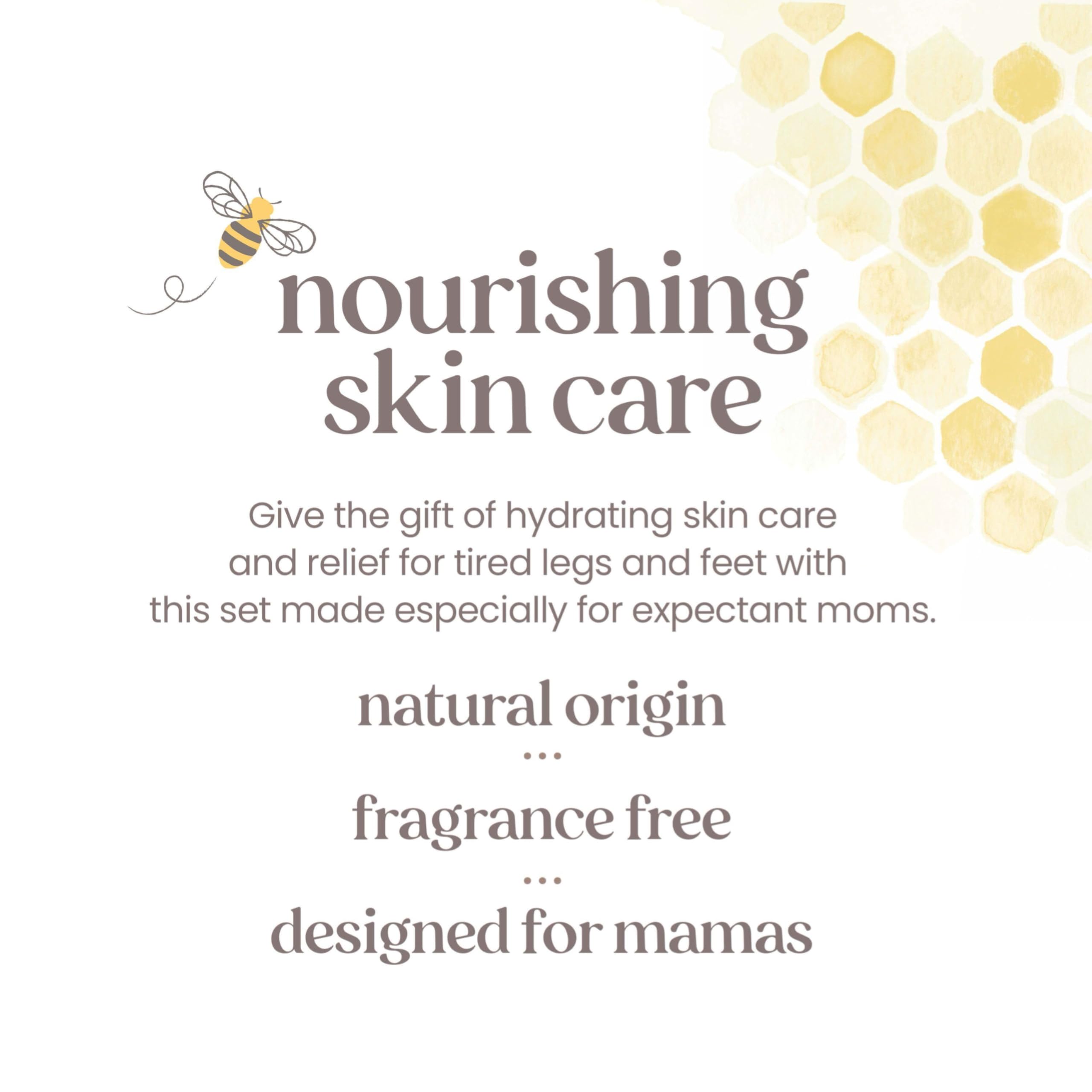 Burt's Bees Mama Gift Set, Includes Lip Balm, Leg and Foot Cream, and Belly Butter, Natural Origin Skin Care, 0.15 oz./3.38 oz./6.5 oz.