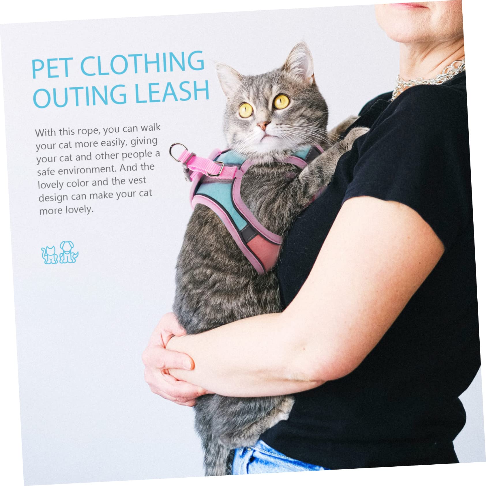 Happyyami 3sätze Reflektierendes Katzengeschirr Mit Leine Einstellbares Atmungsaktives Mesh-Design Für Sicheres Spazierengehen Mit Ihrem Kätzchen Für Outdoor-aktivitäten Leicht Und