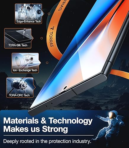 Miniatura 2 de TORRAS Protector de pantalla de diamante de primera clase para Samsung Galaxy S24 Ultra protección duradera de grado militar 9H+ 0.04s desbloqueo de