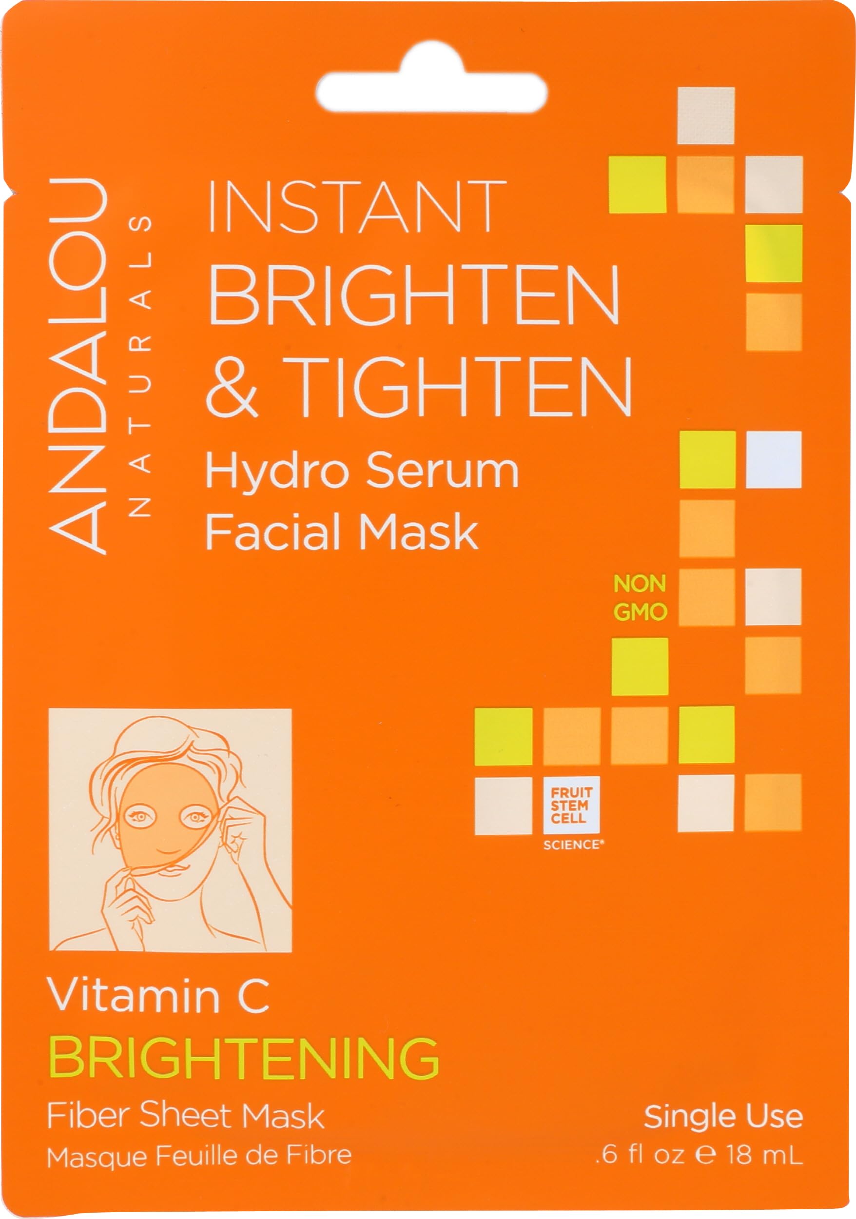 Andalou Naturals Instant Brighten & Tighten Hydro Serum Facial Mask, 0.6 Fluid Ounce