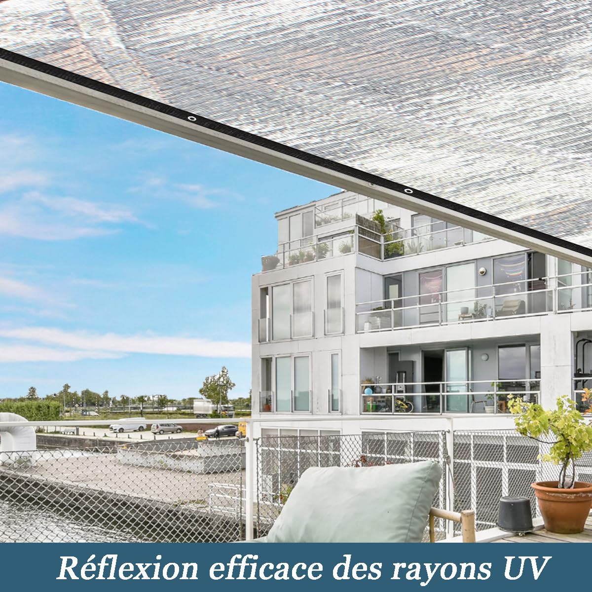 BeGrit Filet D'ombrage Aluminium 2x2m Filet de Protection Solaire Voiture Refroidissement 95%-99% Filet de Protection Soleil Frais Chien Voile Ombrage Aluminium Exterieur avec œillets Jardin Plante