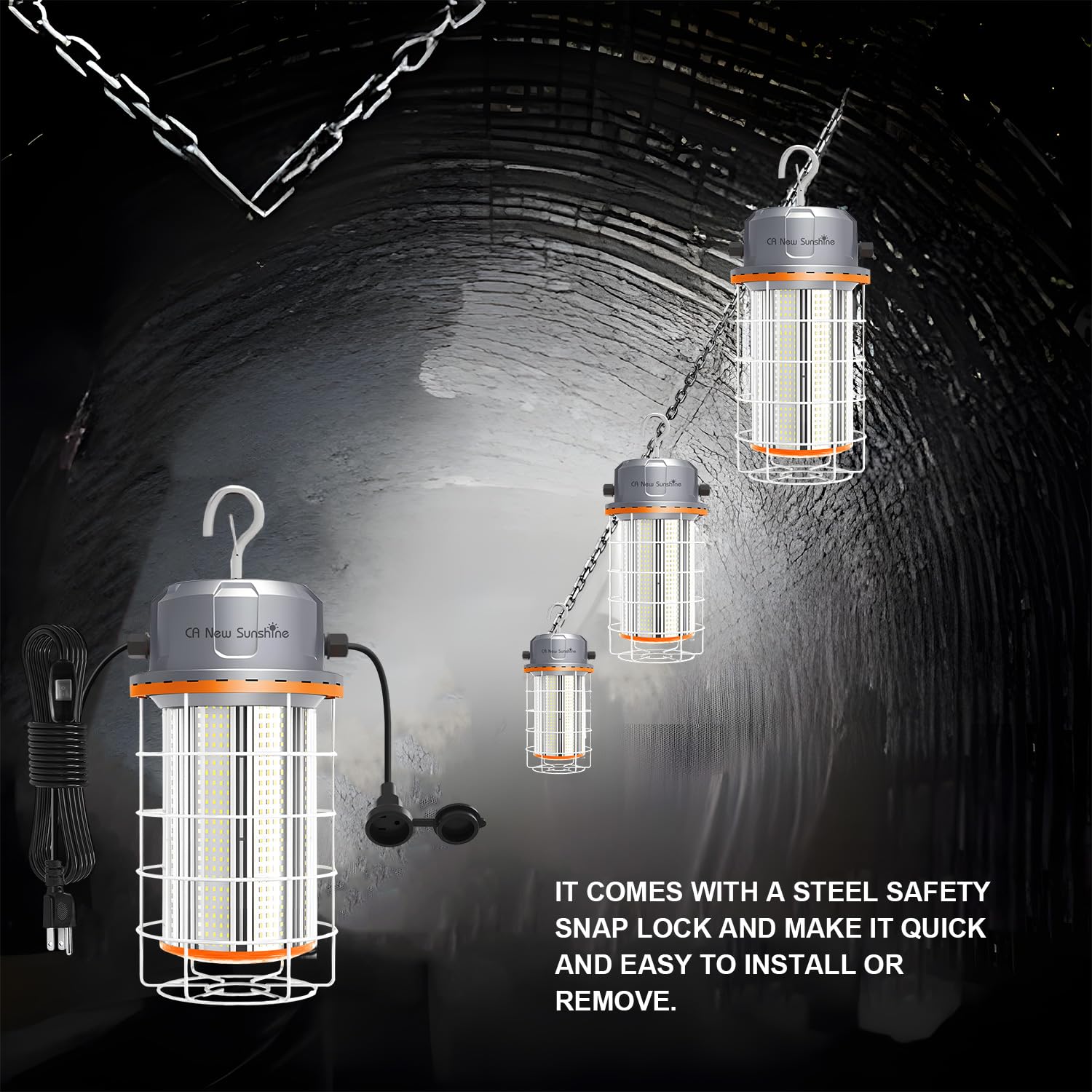400W LED Temporary Work Light，56000Lumens 5000K Daylight White ON