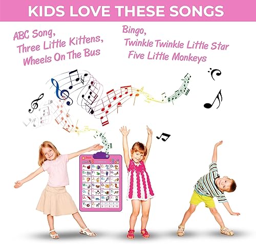 Miniatura 5 de Just Smarty Juguetes del alfabeto para niñas de 2 años rosa con ABC interactivo ligero y póster de aprendizaje de 123 años regalo de cumpleaños de 3