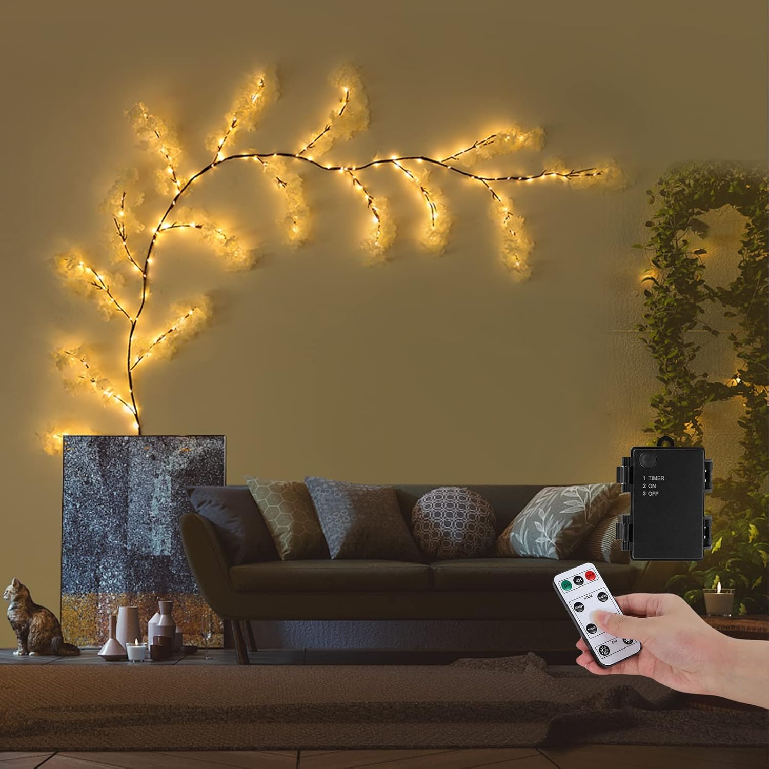 NEWNEN Twig String Lights, Sakura Lighted Willow Tree Vine Fairy Lights