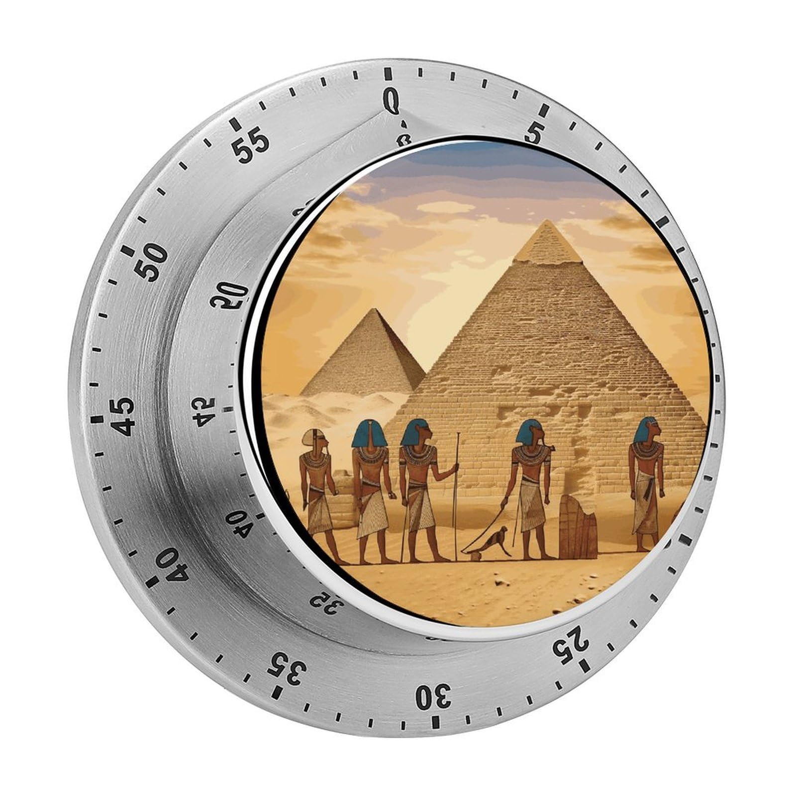Ancient Egyptians Visual Timer with Loud Alarm 60-Minute Kitchen Timers Exquisite Stainless Steel Body - Mechanical Desk Timer Countdown Clock for Cooking Chef Clock
