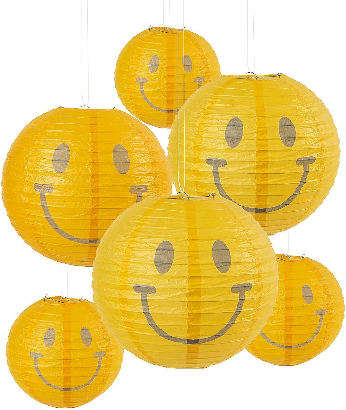 8", 16" Groovy Smiley Face Hanging Paper Lanterns, 6 Pieces Amazon.ca