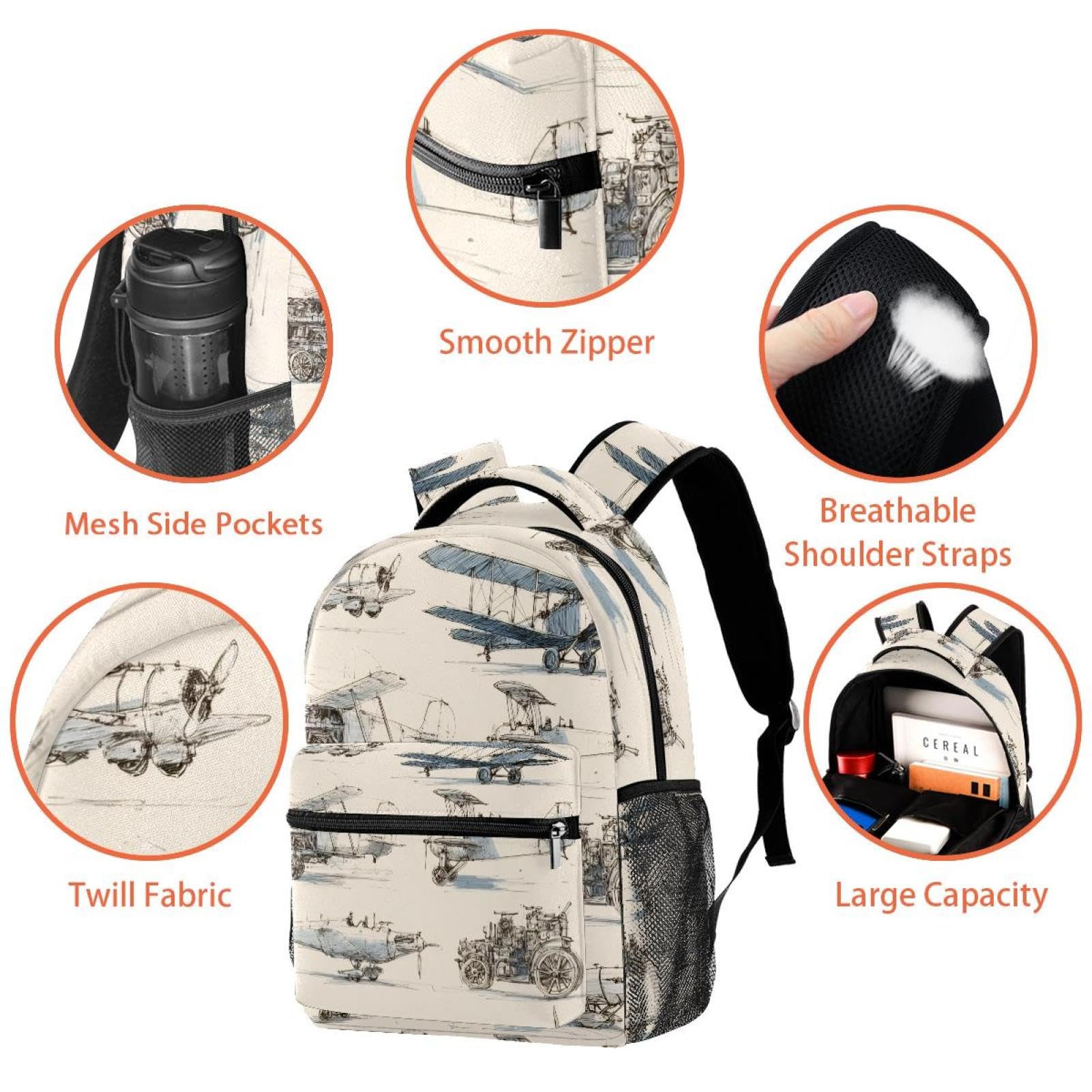 Set di zaino scolastico con borsa per il pranzo e astuccio, 3 pezzi, set di libri scolastici, zaino da viaggio, zaino casual per adolescenti, ragazze, ragazzi, primaria, junior, medio